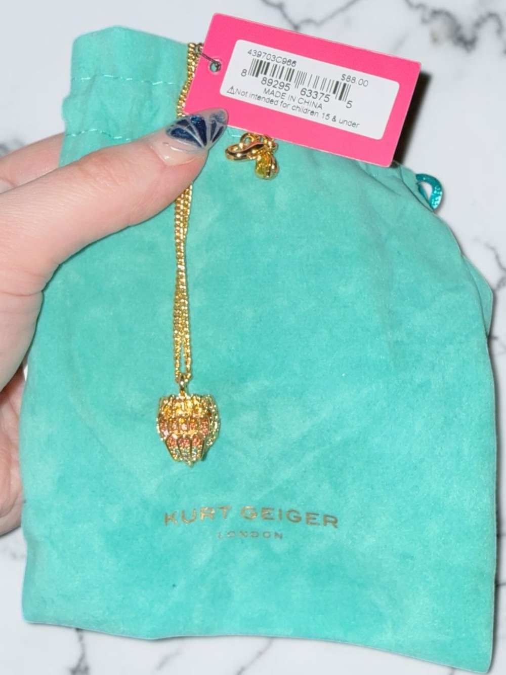 Kurt Geiger NWT Gold Eagle Pendant Necklace with Dust Bag